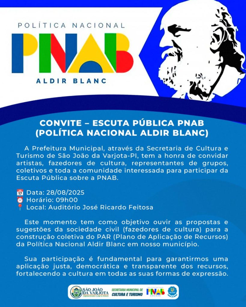 CONVITE – ESCUTA PÚBLICA PNAB (POLÍTICA NACIONAL ALDIR BLANC)