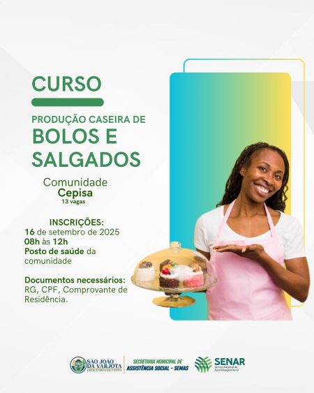 Curso de Produção Caseira de Bolos e Salgados