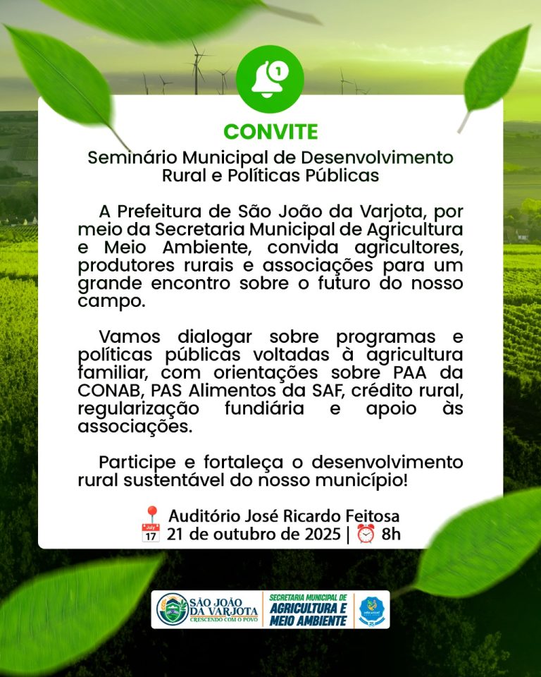 🎯 Seminário Municipal de Desenvolvimento Rural e Políticas Públicas