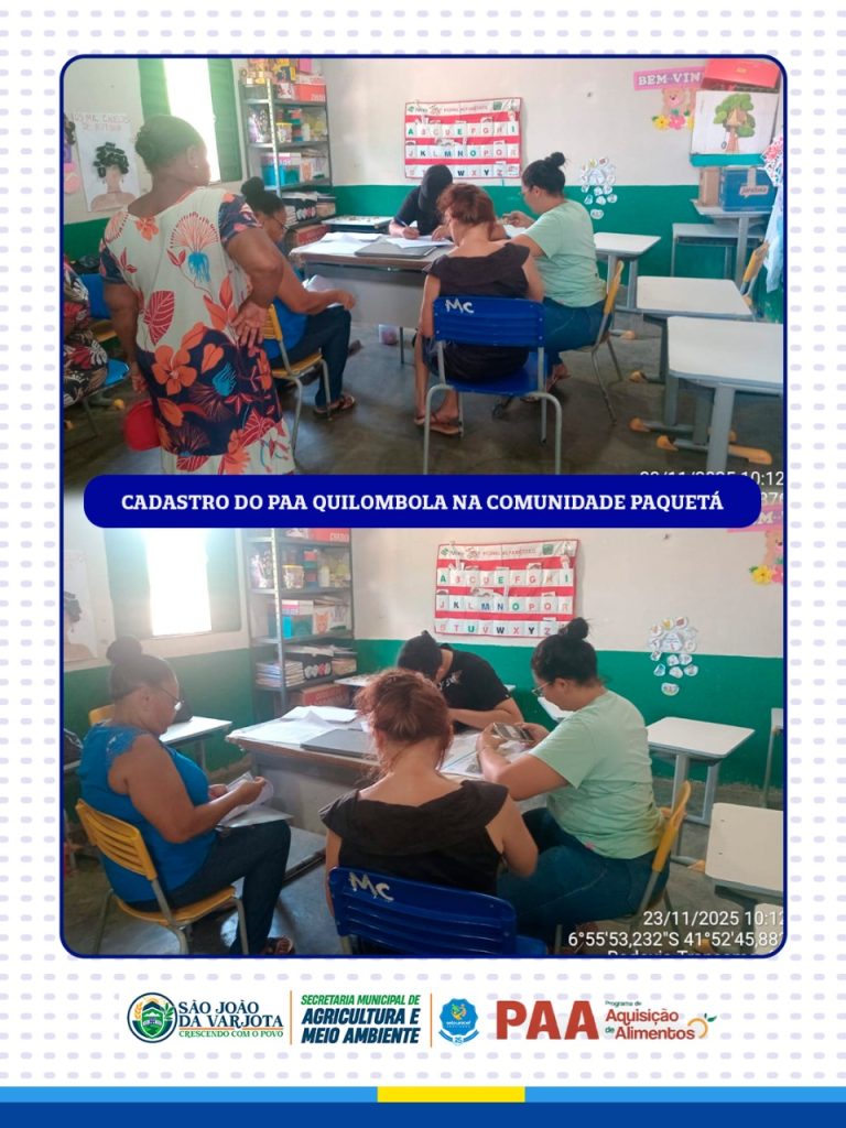 Cadastros do Programa de Aquisição de Alimentos – PAA Quilombola