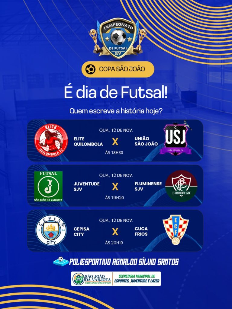 Hoje Tem Estreia dos Jogos Masculinos na I Copa São João de Futsal.