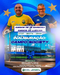A Prefeitura de São João da Varjota, por meio da Secretaria Municipal de Esportes, Juventude e Lazer, convida toda a população para a grande inauguração do Campo Society